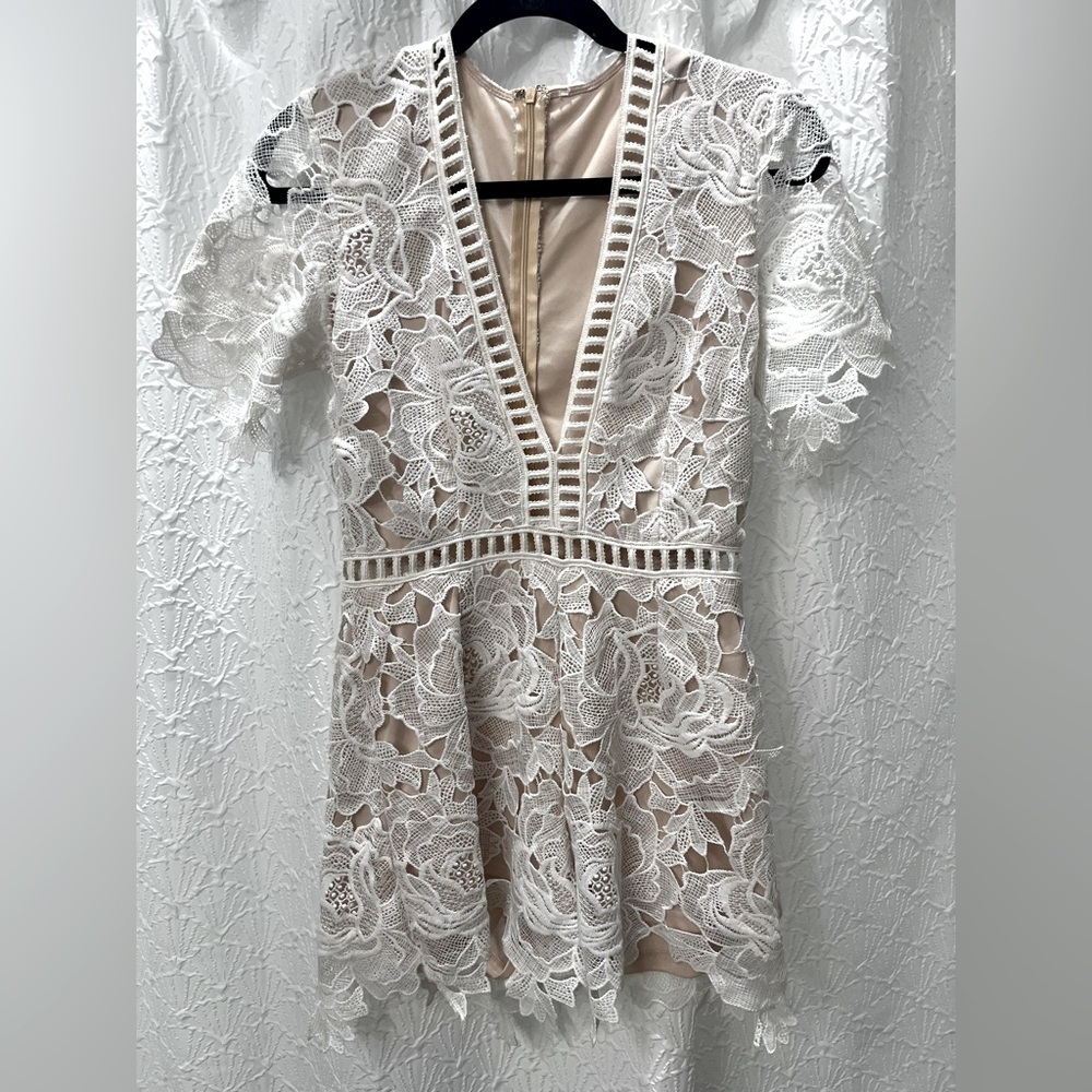 Missguided, White lace romper .